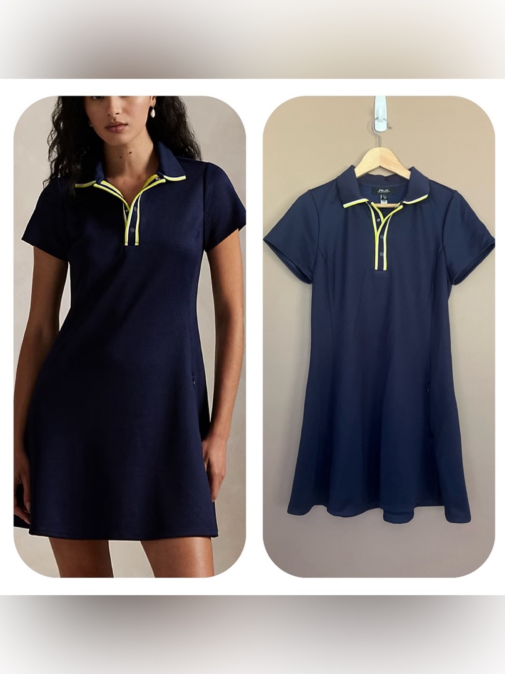 {RLX Ralph Lauren} Short Sleeve Pique Knit Polo Dress in Navy - Womens Medium